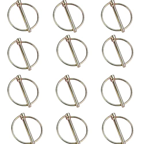 Vokowin 12pcs Heavy Duty Trailer Lock Pin 4.5mm Hitch Clips Fasteners with Round Ring Lock Multi-Functional Safety Linch Pin for Lawn Agricultural Vehicles Boat Kayak Tractor Trolley Mowers (K28-12)