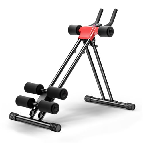 diowewea Abdominal Trainers, Adjustable Ab Machine Full Body Workout for Home Gym, Ab Trainer Foldable Fitness Gear for Men and Women, Strength Training Exercise Equipment Red Black