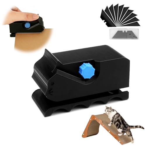 LERANXIN Kartonschneider für Katzenkratzer mit 10 Stück Klingen, Schön Katzenform Katzenbrettschneider Kartonschneider, PLA Schwarz Karton Schneider, für Bastelprojekte, DIY, Haustieren