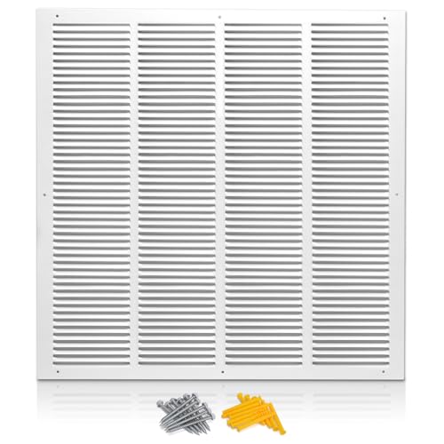 PionerialX 20W x 20H [Duct Opening Size] Steel Return Air Grille | HVAC White Rust-Resistant Vent Cover for Wall & Ceiling AC Cold Air Return Overall Dimensions 21.75W x 21.75H