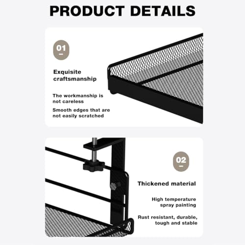 Image of Under Desk Cable Management Tray Organizer, No Drill Wire Mesh Cable Organiser for Under Table Storage, Fits Power Strips, Chargers, Office Accessories 10.8x6.3in