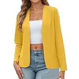 Generisch Damen Freizeitjacke Slim Fit Stretch Bequem Leicht Arbeitsoberbekleidung Stilvoll Einfarbig Offener Rückenschlitz (Yellow, XXXL)