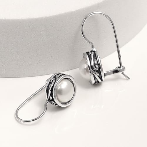 LeCalla 925 Sterling Silver Hammered Earrings for Women | Classic Handmade Textured Hammered Drop Dangle Earring Jewelry Gifts for Birthday Wedding Christmas4