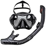 Professionelles Tauchmasken-Set Anti-Fog-Brille Mit Schnorchelbrille, Verstellbarer Riemen Für Frauen, Männer, Erwachsene, Schwimmmaske, Gelb (Schwarz)