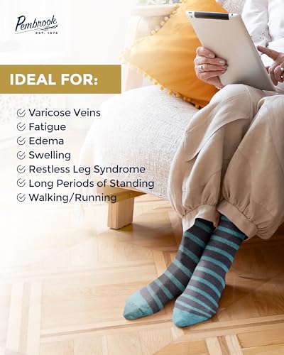 Image of Pembrook Light Compression Socks for Women - 3 Pairs | 8-15 mmHg Cotton Compression Socks for Pregnancy, Knee High Comfort
