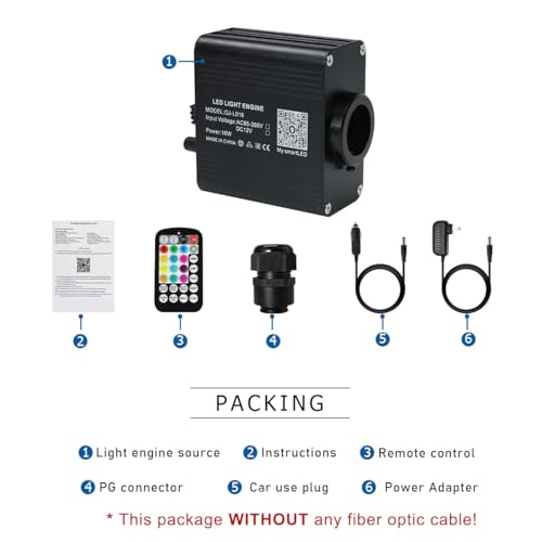 Image of AKEPO Car /Home Small Size 16W Twinkle Fiber Optic Light Engine, RGBW Bluetooth APP Control + Music Activated + 28-Key Remote Control for Car Home Star Headliner