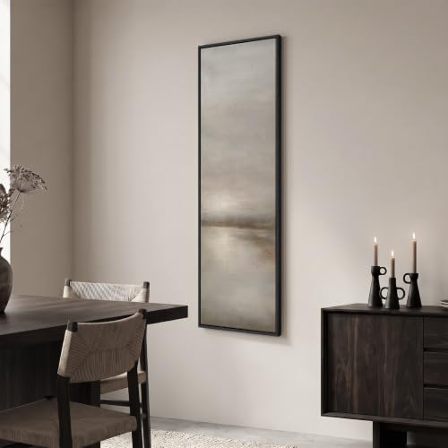 Large Framed Neutral Landscape Abstract Wall Art, Long Vertical 20x60 In by Cuspin - Used condition - Image 3