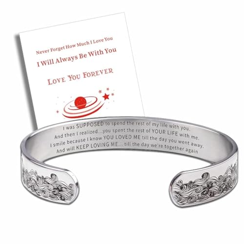 Jojomina Memorial Bracelet for Loss of Loved One Husband Mother Dad Son Daughter Bereavement Sympathy Gift Stainless Steel Inspirational Mantra Cuff Bangle Bracelet