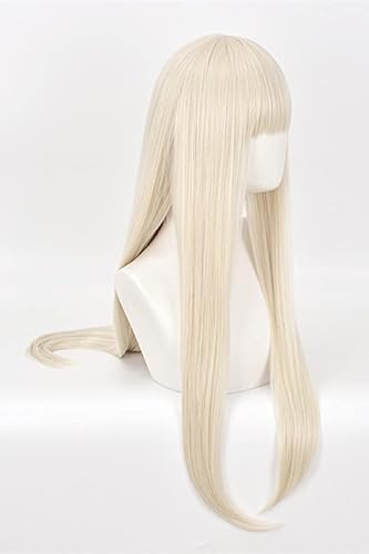 Miniatura 3 de LeMarnia Peluca de flequillo largo y recto rubio cremoso para cosplay pelucas de Runa de Yomoduki pelucas de fiesta de disfraces de Halloween