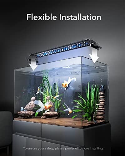 Illuminazione a LED per acquario, 12W per luce da 60 a 90 cm, per acquario e acqua dolce, con supporto regolabile Pesci Piante acquatiche Illuminazione (Luce blu e bianca 12W) - Image 8