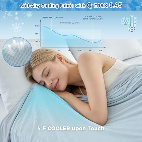 Image of EMME Cooling Throw Blanket, Summer Blanket for Hot Sleepers, Cold Throws for Couch Sofa Bed, Thin Lightweight Double-Sided, Keep Body Cool for Kids Adults Light Blue