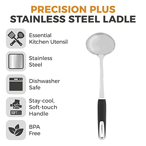 Tower T832187 Precision Plus Ladle with Hanging Loop, Softtex Handle, Stainless Steel