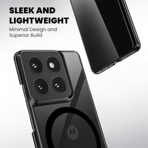 Image of Elzzi Anti Scratch Semi Translucent Cover for Moto Edge 60 Fusion Case, Premium PC + TPU Magnetic Phone Cases Drop Proof, Compatible with Magsafe Slim Never Yellowing Shockproof