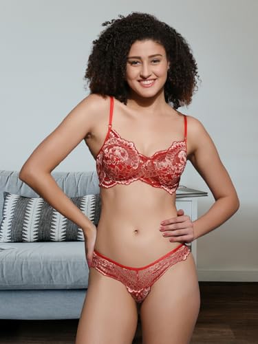 Image of Love Maker Bra Panty Set for Women | Beautiful Lingerie Set for Women for Honeymoon | Net Lace Lingerie Set | Panty Bra for Daily use | Sexy Look for Special Days Lingerie Sets.