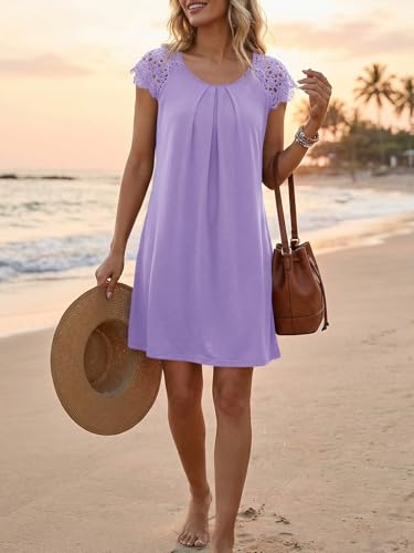 Image of Wenrine Womens Tshirt Nightgown Short Sleeve Soft Sleepwear Casual Sleep Dress with Pockets