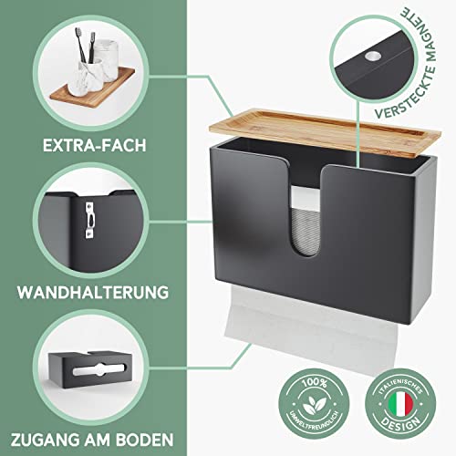 Nature Supplies Papierhandtuchspender aus Holz - Papierhandtuchhalter Mit Wandhalterung oder bei Tisch, für Papierhandtücher mit C-, Z- oder Interfold-Falzung