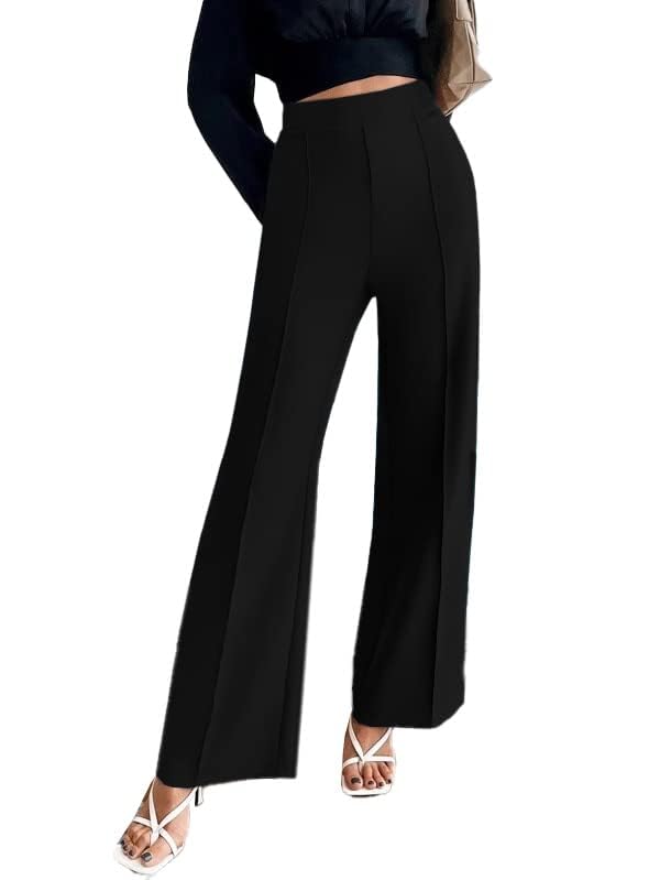 Image of ALYNE Women's Trouser Pants for Women Stretchy Straight Line Leg Elastic Waist /Regular Fit Trouser Pant for Regular Casual Wear