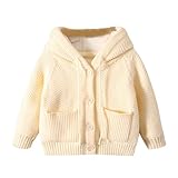 95% algodón, 5% elastano Generisch Cárdigan de punto para bebé y niño, con cierre de botones, forro polar, abrigo, abrigo de invierno, tops, ropa de color verde oscuro, caqui, 18-24 meses