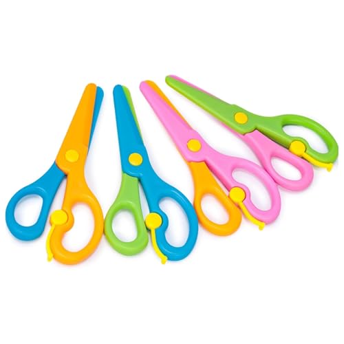 LOVESTOWN Toddler Safety Scissors, 4 PCS Blunt Tip Scissor...