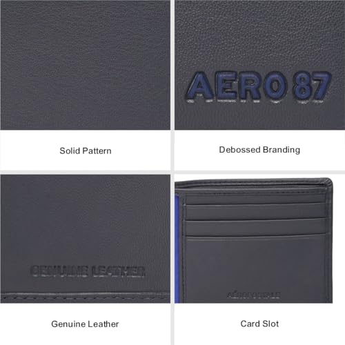 Image of Aeropostale Men's SLIMFOLD Wallet Malibu - Navy | Debossed Buff Leather | Ultra-Slim Profile | Ideal for Gifting