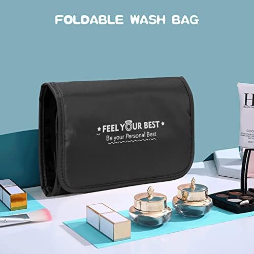 Unaone Hanging Toiletry Bag, Makeup Cosmetic Organizer for Women,Hanging Toiletry Bag with Detachable Pocket (Black)