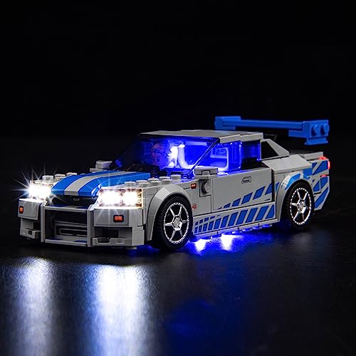 Image of Upgraded Led Light Kit Compatible with LEGO Speed Champions 2 Fast 2 Furious Nissan Skyline GT-R (R34) Race Car Toy Model Building Kit, Lights Compatible with LEGO 76917(Model Not Included)