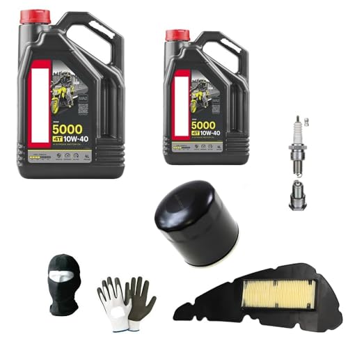DESCRIZIONE PRODOTTO: KIT MANUTENZIONE PER TAGLIANDO SCOOTER + OMAGGI COME IN FOTO!! - 2 litri di Olio M (OTUL) 5000 4T 10W40 (Lubrificante per motori 4 tempi con Tecnologia HC-TECH)= 1 COPPIA DI OLIO - 1 Filtro olio aftermarket costruito utilizzando materiali di alta qualità e le specifiche soddisfano e superano le prestazioni in durata. - 1 Filtro aria composto da una parte solida, solitamente una guaina o comunque una struttura (che sorregge la parte filtrante),una parte filtrante costit