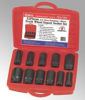 11 Piece 3/4" Dr. SAE & Metric Truck Wheel Impact Socket Set