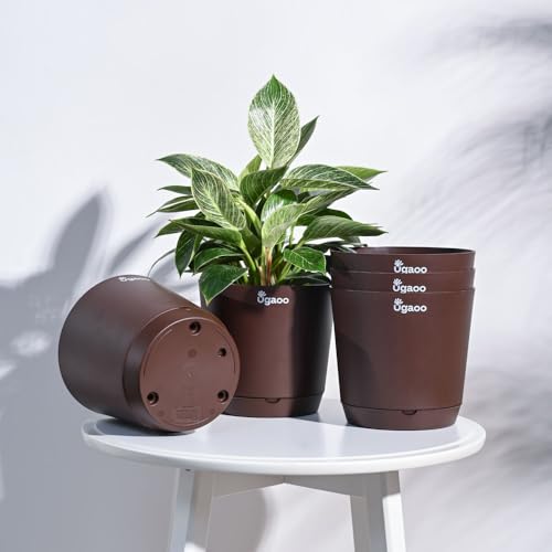 UGAOO 7.5 Inch Krish Self Watering Planter - Set of 5 (Brown) | F...