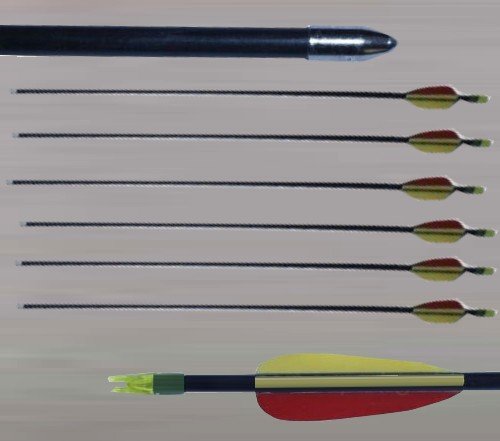 Flèches en fibre de verre 70 cm pour arc recurve et compound x24