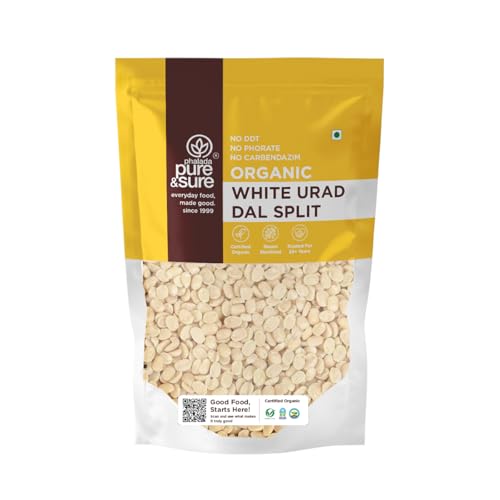 Image of Pure & Sure Organic White Urad Dal Split 1KG | 100% Natural | Rich in Protein, Iron & Fiber | No Chemicals & Additives (500g X Pack of 2)