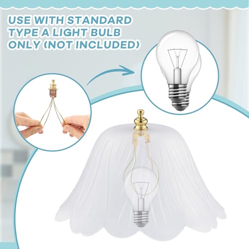 Image of Marsui 4 Pcs Clip on Dome Lamp Shade for A-type Bulb, 7 5 /8 inch Diameter x 4 1 /10 inch Height Ceiling Shade, Soft Glow Easy Clean Light Cover for Basement Hallway (Flower,Gold Clip)
