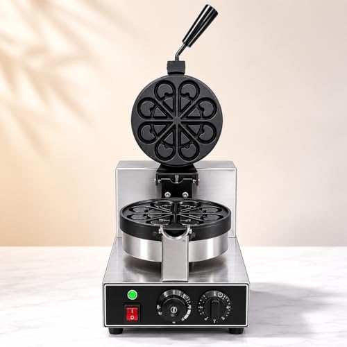 Image of Droplet Shape Rotary Waffle Maker, Commercial Electric Waffle Machine, Professional Belgian Waffle Baker for Cafe Bakery Restaurant