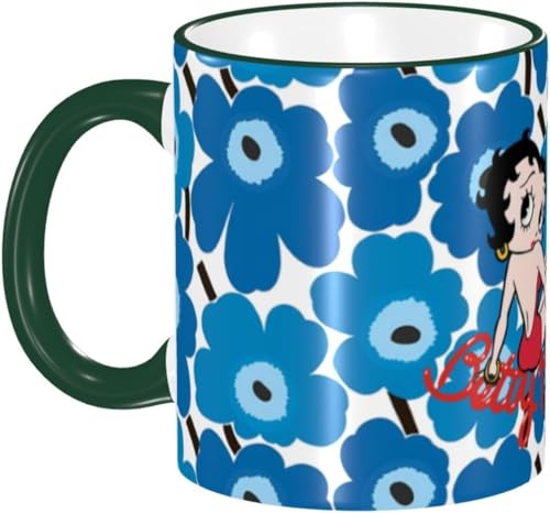 マグカップ 330ml コーヒーマグ おしゃれ ベティ ブープ マグ コーヒーカップ 陶器 セラミック mug カップ 大容量 耐熱 耐冷 電子レンジ対応 コップ 人気 誕生日 母の日 父の日 友人 プレゼント MGZ4405 濃緑色