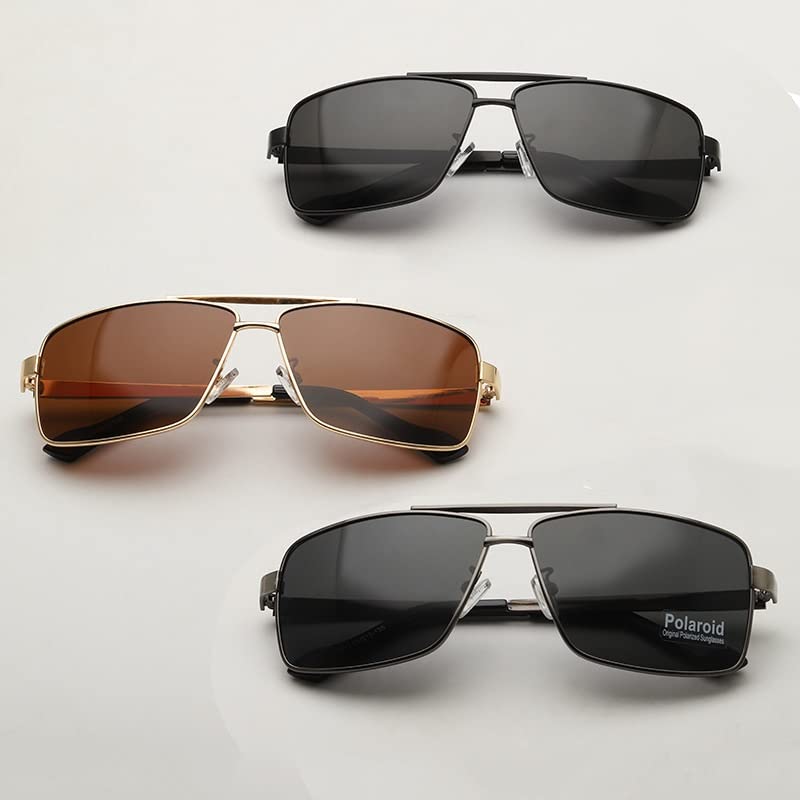 ZENYS Men's Polarized Square Metal Fishing Driving Drivers Fashion Accessories Sunglasses (Color : E, Size : 1)2