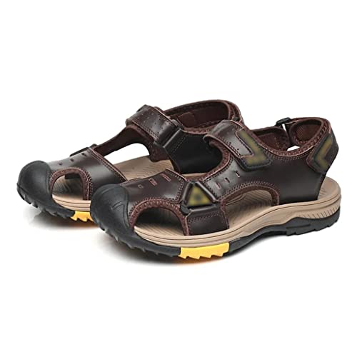 Men's Sandals Leather Shoes Slip-on Leisure Sandals Outdoor Beach Shoes Retro Men Footwear(41)