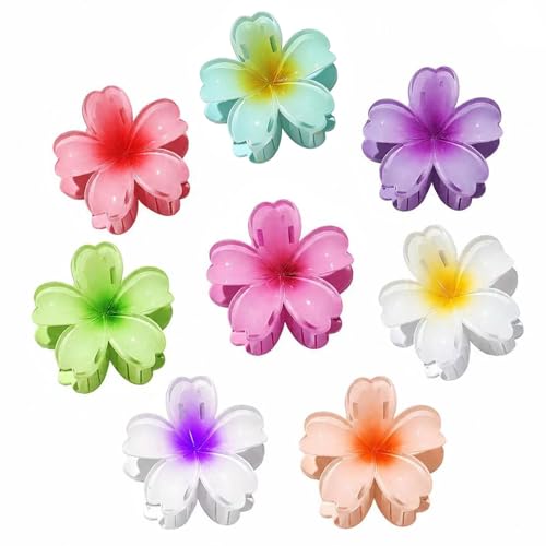 Pince à cheveux fleur hawaïenne en lot de 8 de 7,6 cm pour coiffure d'été