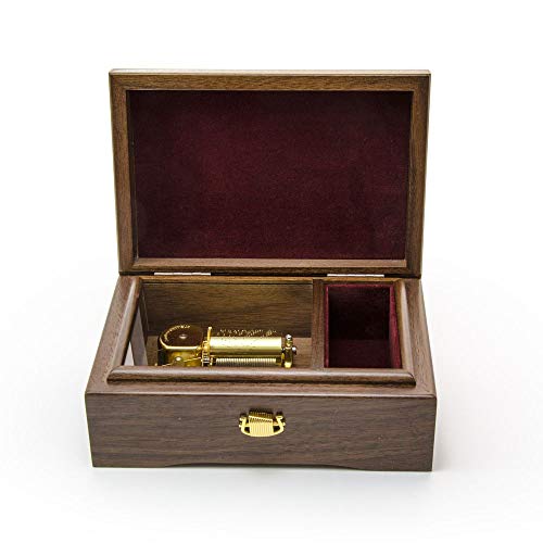 Modern 30 Note Natural Dark Walnut Minimal Musical Jewelry Box - All I Ask Of You #TOP1