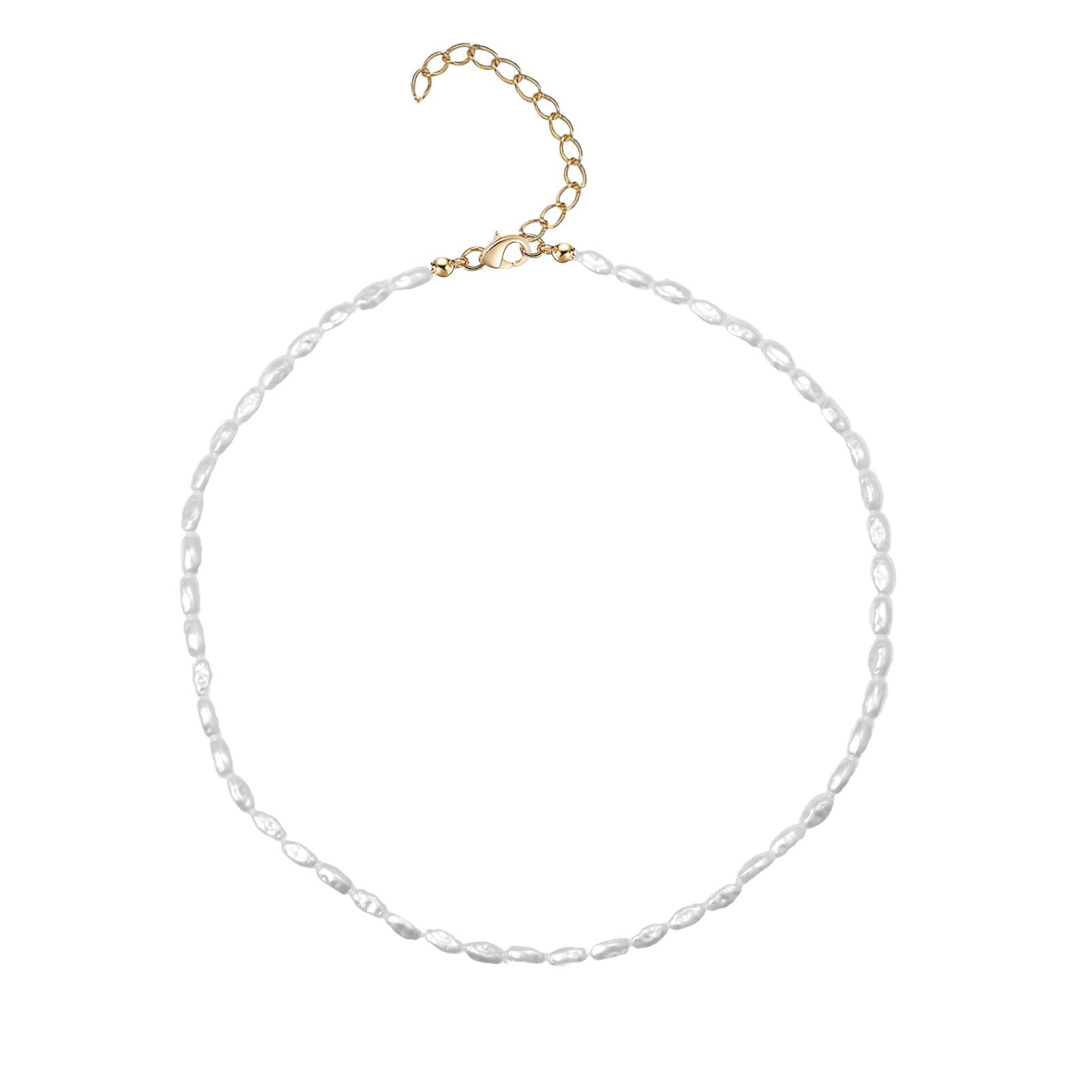 Leling Pearl Necklace, Baroque Culture Chain, Handmade Necklace, Short Necklace Pearl Chain Elegant Retro Style Fancy Dress Accessories Women In Jewellery, Short Necklace For Mother, Wife, Girlfriend