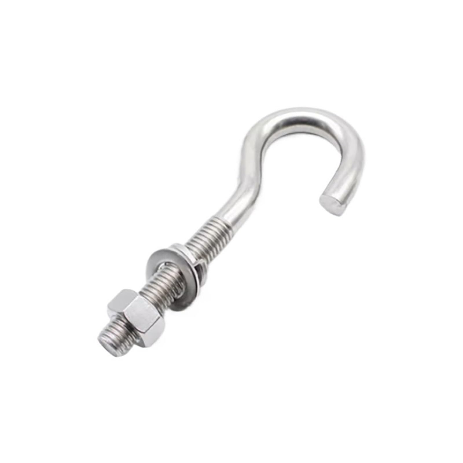 Nickelé Crochets de plafond en métal, crochets à œil à visser, 1 pièce M6 M8 M10 M12 en acier inoxydable 304 (1 pièce M8x78)(M6x125)