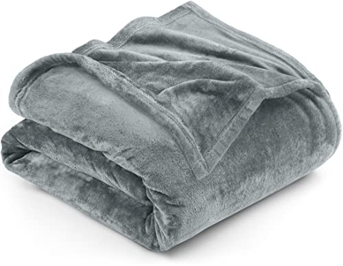 Utopia Bedding Fleece Blanket Queen Size Ash Grey 300GSM Luxury Fuzzy Soft Anti-Static Microfiber Bed Blanket (90x90 Inch)