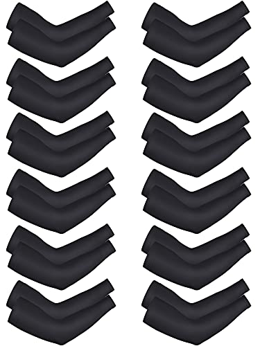 Bememo Unisex UV Protection Sleeves Long Arm Sleeves Cooling Arm Cover for Outdoor(Black,12 Pairs)