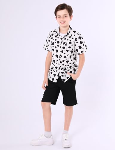 Image of COSLAND Boys' Animal Print Hawaiian Shirt Kids' Novelty Button Down Shirt, X-Small-Large