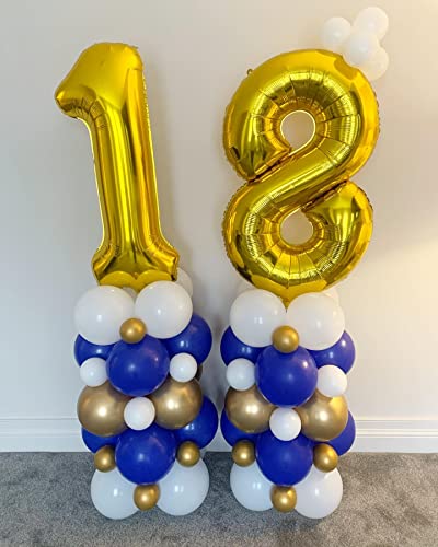 Image of 40 Inch Gold 18 Number Balloons Giant 18 Balloons Gold Birthday 18 Balloons 18th Birthday Anniversary Party Decorations Supplies