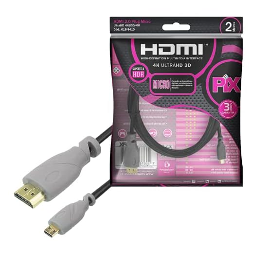 PIX Cabo Micro HDMI X HDMI 2.0 4K ULTRAHD, 2 Metros