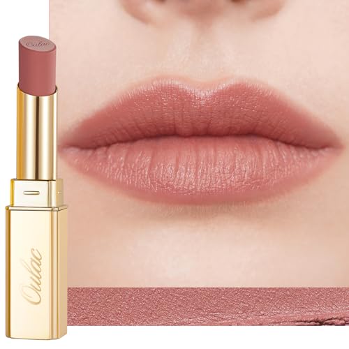 Oulac Pintalabios Mate Mujer–Lipstick Labiales Larga Duración,Waterproof&No Transfer, Alta Pigmentación,Mate Acabado Suave,Textura Ligera Confortable,Matte Lipstick Maquillaje Vegano RM02