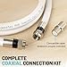 energeaster 50FT RG6 Coaxial Cable with F-Type Connector, Coax Cable Cord Extender, High Speed Internet, Indoor Broadband and Digital TV Aerial for Satellite, Antenna, DVR, VCR, HDTV, White