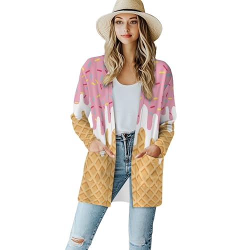Image of Biyejit Women's Long Sleeve Open Front Cardigan Casual Loose Lightweight Cardigans with Pockets Drape Cardigan
