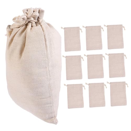 Lurrose 10個 小型調味料巾着袋 コッリネン製 収納用巾着ポーチ キッチン用ドローストリングバッグ スパイス整理と小物保管に