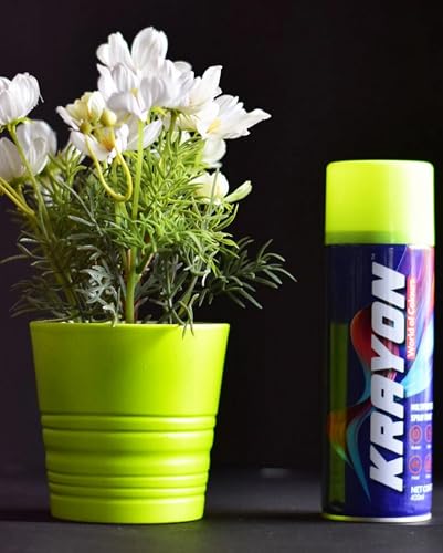 Image of BANNA Krayon Yellow Acrylic Spray Paint 400 ml | Quick Dry Rust-Resistant Multi Surface Aerosol Spray Paint for Metal, Wood, Plastic, Glass, Furniture & DIY Projects